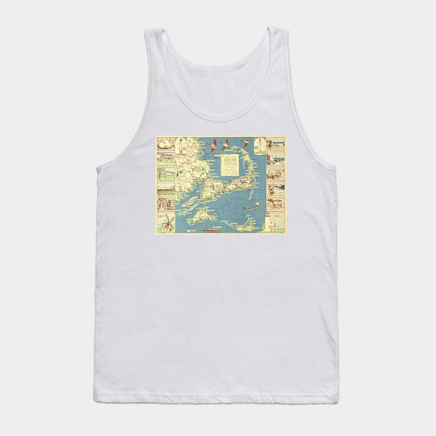 Vintage Cape Cod Map (1940) Tank Top by Bravuramedia